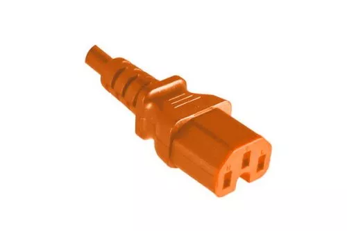 Apparaatkabel C14 naar C15, 1mm², VDE, IEC 60320-C14/C15, verlenging, oranje, lengte 2,00m