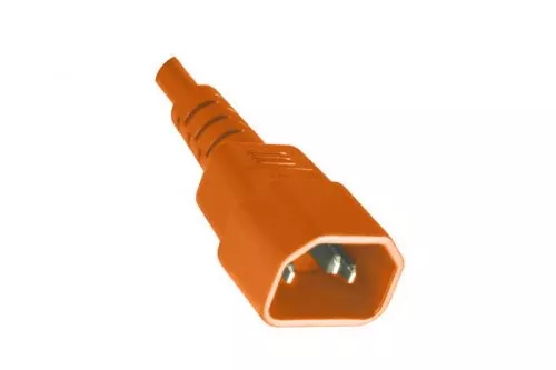 Apparaatkabel C14 naar C15, 1mm², VDE, IEC 60320-C14/C15, verlenging, oranje, lengte 2,00m