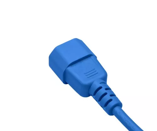 Cold appliance cable C13 to C14, 0,75mm², extension, VDE, blue, length 1,00m