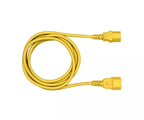 Cable de alimentación C13 a C14, amarillo, 0,75 mm², prolongación, VDE, longitud 1,00 m