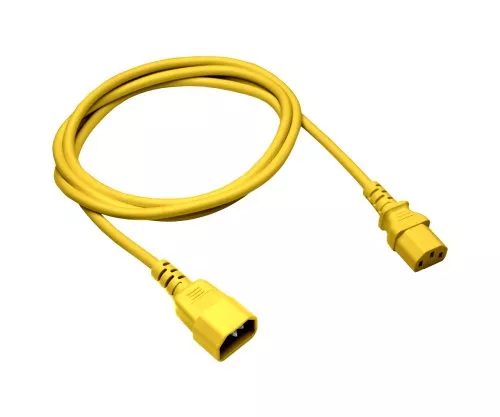 Cold appliance cable C13 to C14, 0,75mm², extension, VDE, yellow, length 1,00m