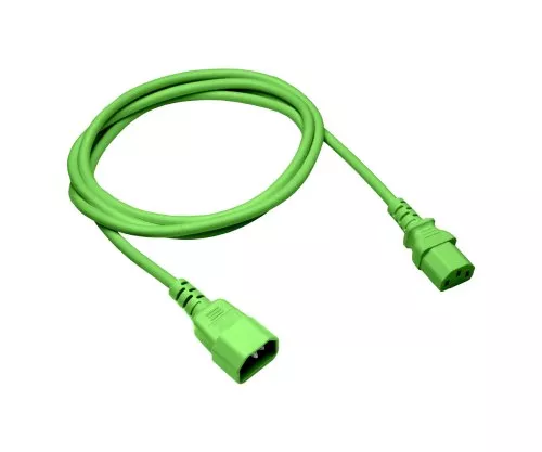 Napájací kábel C13 na C14, zelený, 0,75 mm², predlžovací, VDE, dĺžka 1,00 m