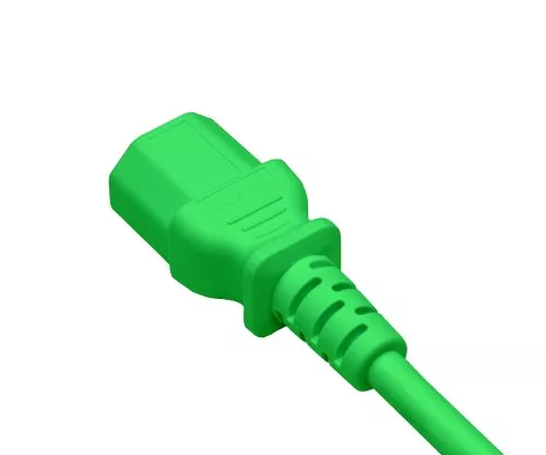 Kaltgerätekabel C13 auf C14, 0,75mm², Verlängerung, VDE, grün, Länge 1,00m