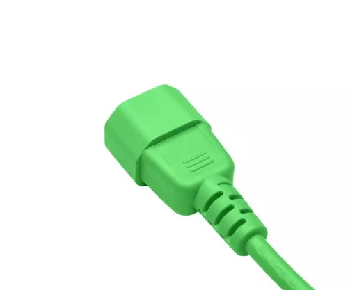 Kaltgerätekabel C13 auf C14, 0,75mm², Verlängerung, VDE, grün, Länge 1,00m