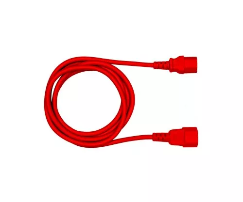 Kaltgerätekabel C13 auf C14, rot, 0,75mm², Verlängerung, VDE, Länge 1,00m