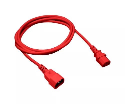 Cold appliance cable C13 to C14, 0,75mm², extension, VDE, red, length 1,00m