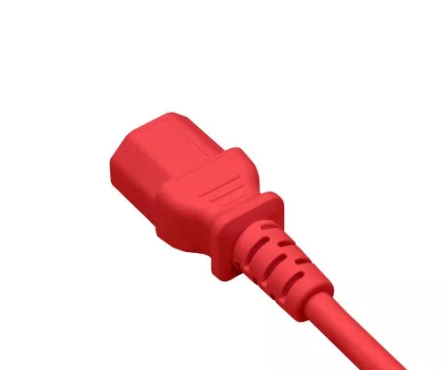Cold appliance cable C13 to C14, 0,75mm², extension, VDE, red, length 1,00m