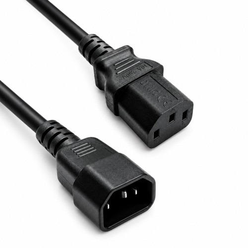 Kaltgerätekabel C13 auf C14, YP-32/YC-12 LSZH, 1mm², Verlängerung, VDE, schwarz, Länge 3,00m