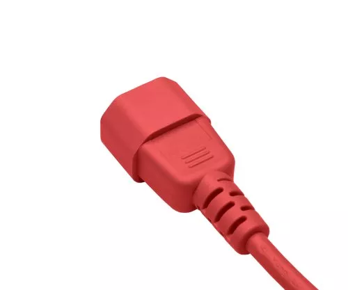 Захранващ кабел C13 към C14, червен, 1mm², удължител, VDE, дължина 5.00m