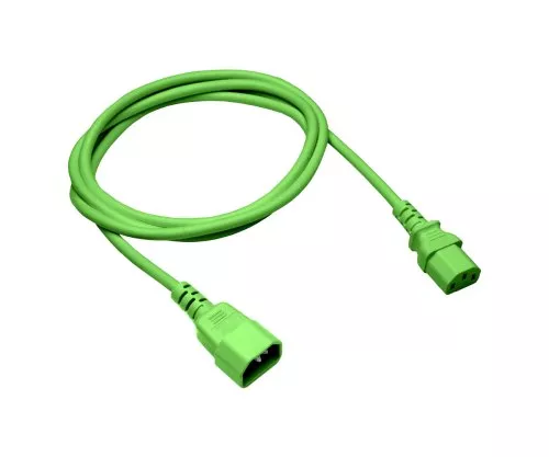 Cold appliance cable C13 to C14, 0,75mm², extension, VDE, green, length 1,80m