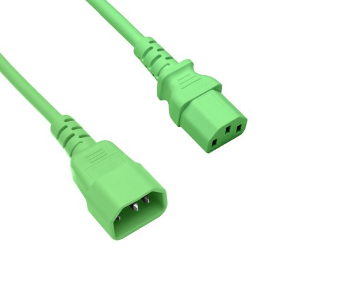 Cable de alimentación C13 a C14, 0,75 mm², prolongación, VDE, verde, longitud 1,80 m