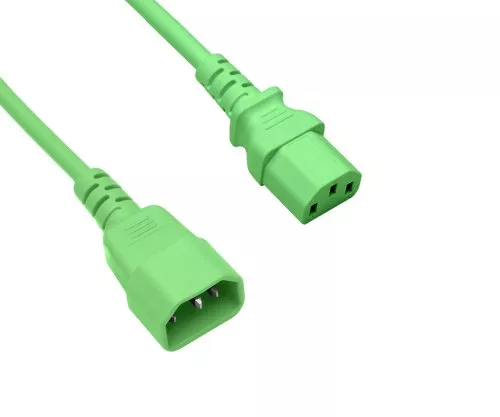 Cold appliance cable C13 to C14, 0,75mm², extension, VDE, green, length 1,80m