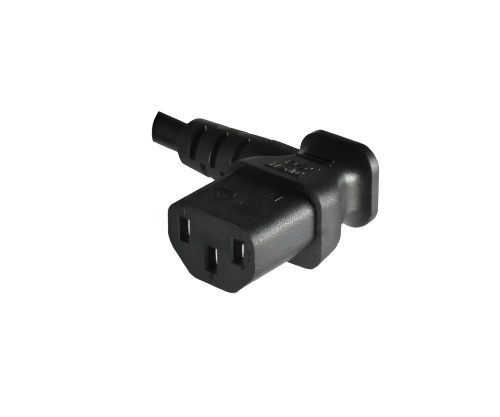 Cold appliance cable C13 90° to C14 90°, 0,75mm², extension, VDE, black, length 0,40m