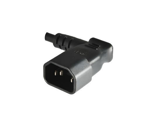 Cold appliance cable C13 90° to C14 90°, 0,75mm², extension, VDE, black, length 0,40m
