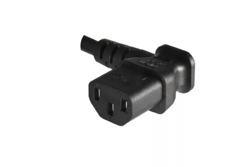 Cable IEC C13 90° a C14 90°, 0,75mm², prolongación, VDE, negro, longitud 0,40m