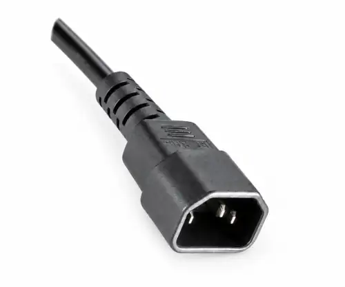 Kaltgerätekabel C13 90° auf C14, 1mm², Verlängerung, VDE, schwarz, Länge 1,80m