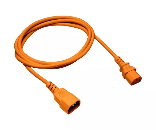 Cold appliance cable C13 to C14, 0,75mm², extension, VDE, orange, length 1,80m