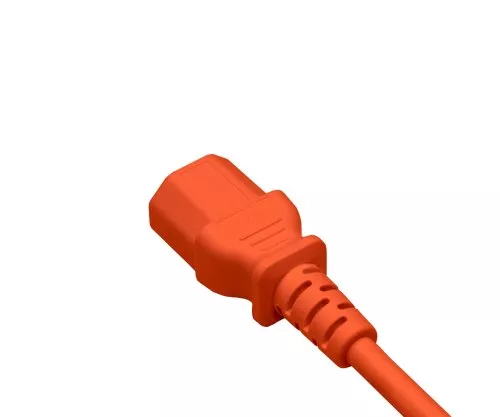 Cold appliance cable C13 to C14, 0,75mm², extension, VDE, orange, length 1,80m