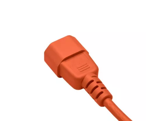 Cold appliance cable C13 to C14, 0,75mm², extension, VDE, orange, length 1,80m