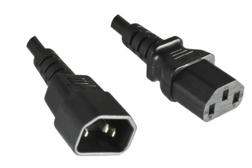 Cold appliance cable C13 to C14, 1,5mm², extension, VDE, black, length 5,00m