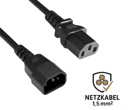 Kaltgerätekabel mit einem extra großen Querschnitt 1,5mm²