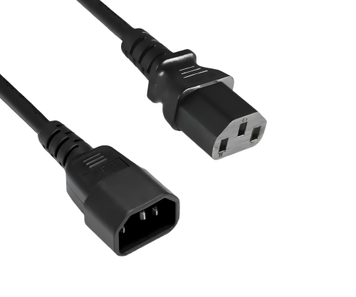 IEC-kaapeli, jossa on erittäin suuri poikkileikkaus 1,5 mm², C13-C14, jatkojohto, VDE, musta, 3 m