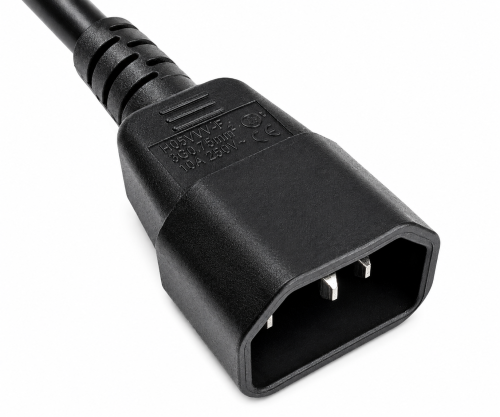 Kaltgerätekabel C13 auf C14, Verlängerung, 1mm², Multi-Zulassungen: VDE/UL/CCC/KTL/SAA/PSE, schwarz, Länge 3,00m