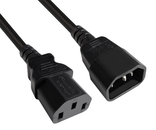 Kaltgeräteverlängerung C13 auf C14, 1mm², Multi-Zulassungen