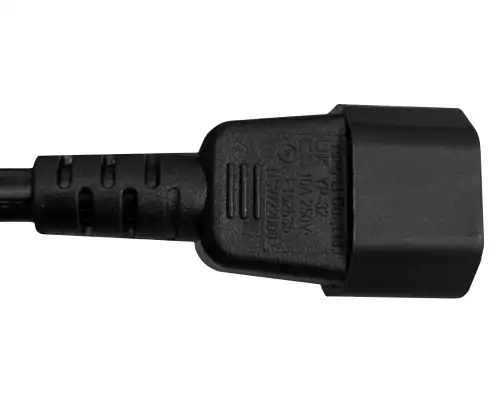 Kaltgerätekabel C13 auf C14, Verlängerung, 1mm², Multi-Zulassungen: VDE/UL/CCC/KTL/SAA/PSE, schwarz, Länge 5,00m