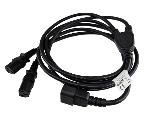 IEC kabelis 2x C13 uz C14, 1mm², pagarinājums, VDE, melns, garums 2,00 m