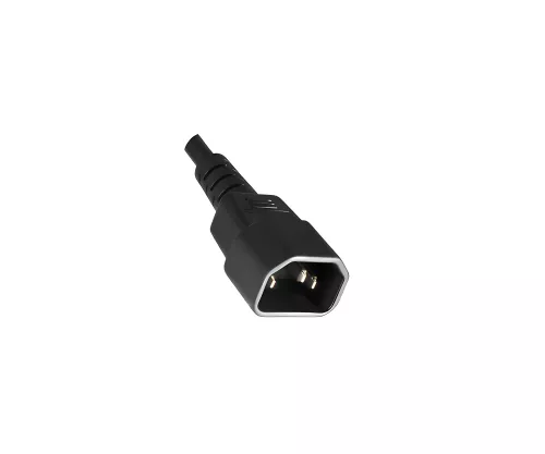 Power cable 2x C13 to C14, 1mm², extension, VDE, black, length 2.00m