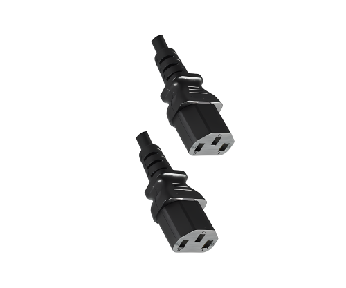 IEC kabelis 2x C13 uz C14, 1mm², pagarinājums, VDE, melns, garums 2,00 m