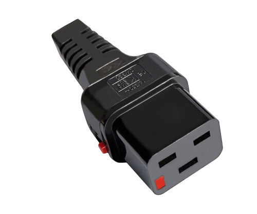 Netzkabel Europa CEE 7/7 90° auf C19, 1,5mm², mit Verriegelung, VDE, schwarz, Länge 2,00m