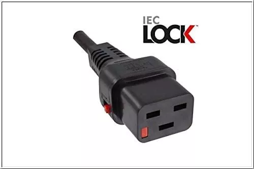 Power cord Europe CEE 7/7 90° to C19, 1,5mm², with lock, VDE, black, length 2,00m