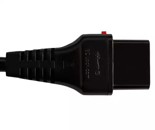 Netzkabel Europa CEE 7/7 90° auf C19, 1,5mm², mit Verriegelung, VDE, schwarz, Länge 2,00m