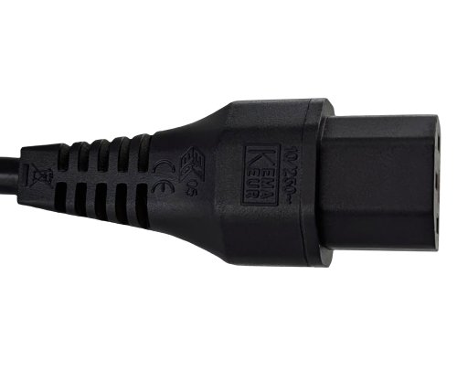 Netzkabel Europa CEE 7/7 90° auf C13, 1mm², mit Verriegelung, schwarz, Länge 2,00m