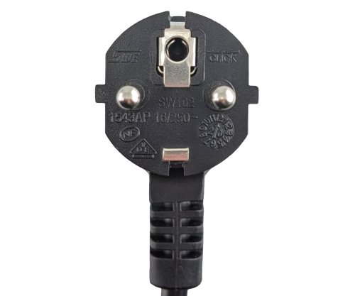 Netzkabel Europa CEE 7/7 90° auf C13, 1mm², mit Verriegelung, schwarz, Länge 2,00m