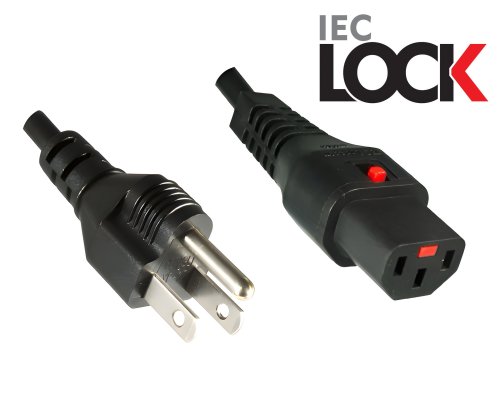 Power cable America USA NEMA 5-15P, type B to C13, with lock