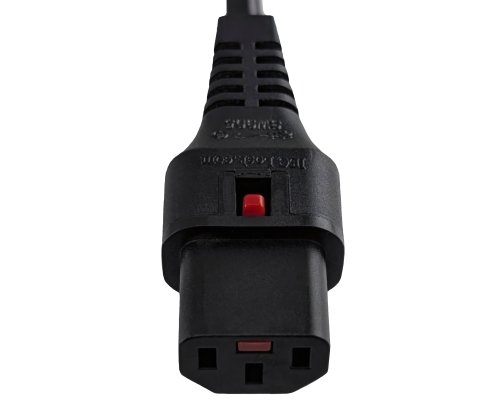 Netzkabel Europa CEE 7/7 90° auf C13, 1mm², mit Verriegelung, schwarz, Länge 2,00m