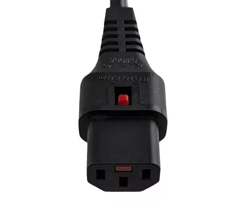 Netzkabel Europa CEE 7/7 90° auf C13, 1mm², mit Verriegelung, schwarz, Länge 2,00m