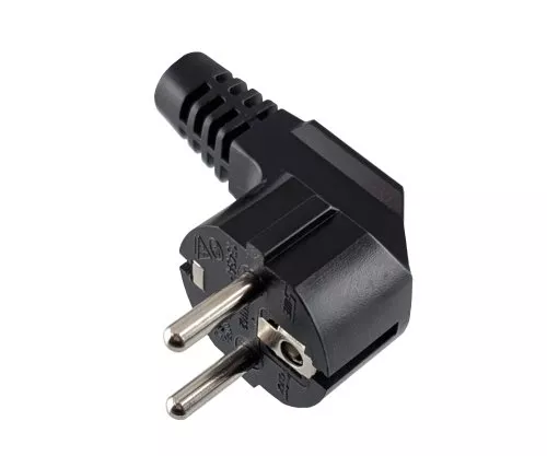 Захранващ кабел Europe CEE 7/7 90° към C13, 1mm², със заключване, черен, дължина 2.00m