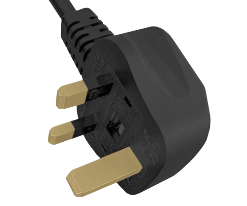 Tīkla kabelis England UK tipa G 5A uz C13, ar slēdzeni, 1.00mm², apstiprinājums: BSI vai ASTA, melns, garums 2.00m