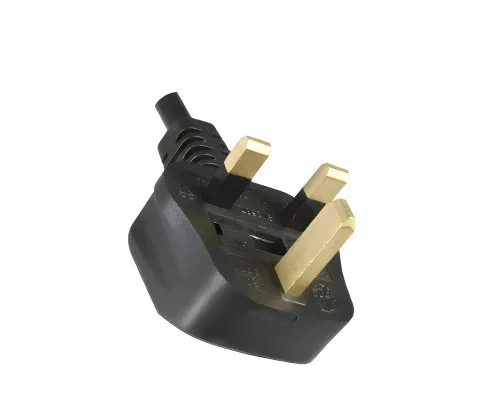 Mains cable England UK type G 5A to C13, with lock, 1.00mm², approval: BSI or ASTA, black, length 2.00m