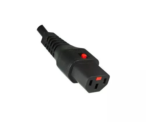 Mains cable England UK type G 5A to C13, with lock, 1.00mm², approval: BSI or ASTA, black, length 2.00m