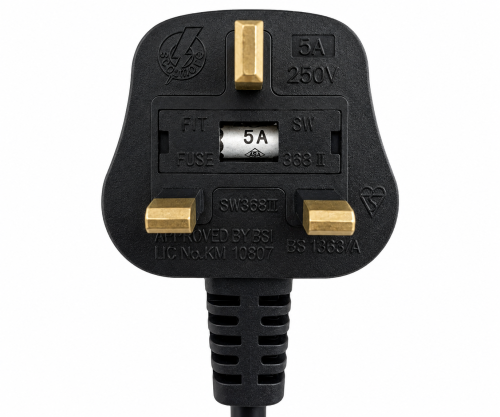 Cabo de rede England UK tipo G 5A para C13, com bloqueio, 1,00mm², aprovação: BSI ou ASTA, preto, comprimento 2,00m