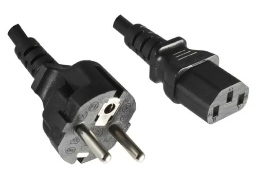Power cord Europe CEE 7/7 straight to C13, 1mm², VDE, black, length 3,00m
