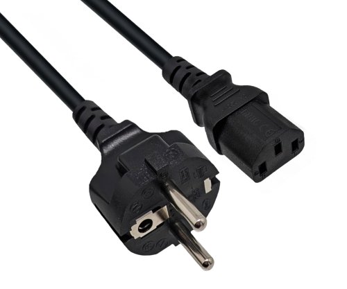 Netzkabel Europa CEE 7/7 gerade auf C13, 0,75mm², VDE, schwarz, Länge 1,80m