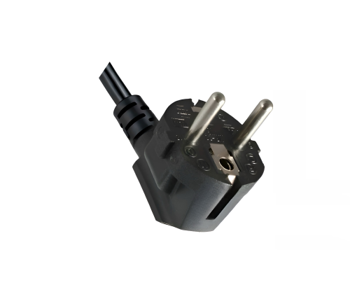 Cabo de alimentação com uma secção transversal extragrande de 1,5 mm², CEE 7/7 90° para C13, certificado VDE, preto, 3 m