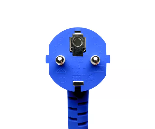 Võrgukaabel Europe CEE 7/7 90° C13-le, 0,75mm², VDE, sinine, pikkus 1,00m