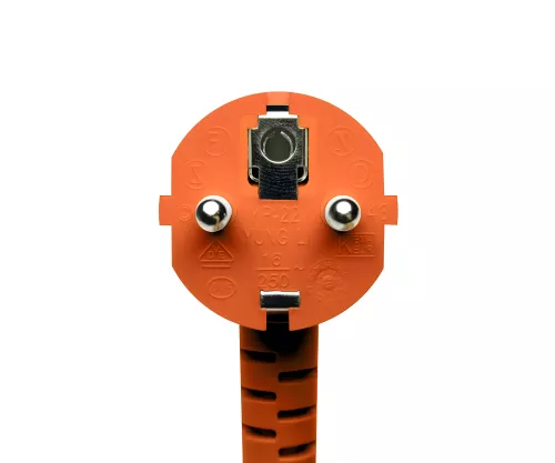 Netzkabel CEE 7/7-C13, 0,75mm², VDE, orange, 1m CEE 7/7 90°/IEC 60320-C13 Netzkabel CEE 7/7-C13, 0,75mm², VDE, orange, 1m CEE 7/7 90°/IEC 60320-C13